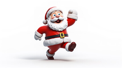 Obraz premium 3D Santa Claus animation character isolated on white background.