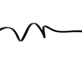 Black wire cable of usb and adapter isolated on white background.Electronic Connector.Selection focus.