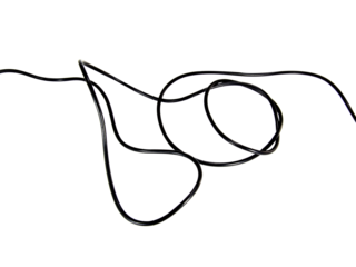 Black wire cable of usb and adapter isolated on white background.Electronic Connector.Selection focus.