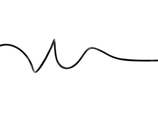 Black wire cable of usb and adapter isolated on white background.Electronic Connector.Selection focus.