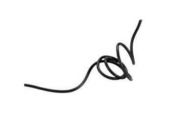 Black wire cable of usb and adapter isolated on white background.Electronic Connector.Selection focus.