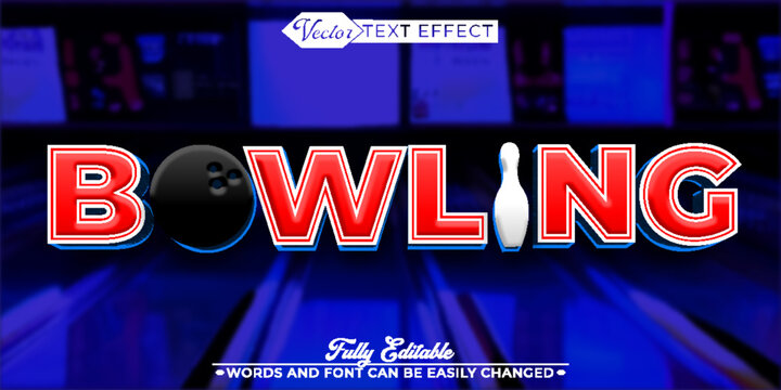 Bowling Game Vector Editable Text Effect Template