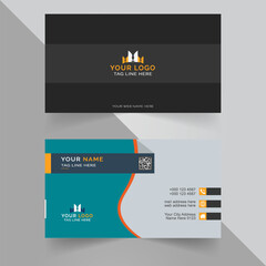 Corporate Modern Stylish Business Card Design Template. Unique shape creative Visiting Cards with Free Vector