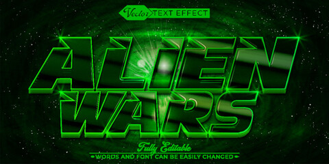 Green Dark Alien Wars Vector Editable Text Effect Template