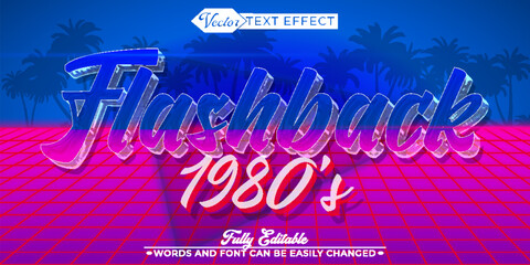 Retro Neon Flashback 1980's Vector Editable Text Effect Template