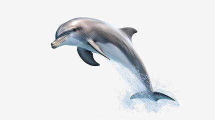 Obraz premium Dolphin jumping out of water, dolphin isolated on white background, dolphin jumping isolated on white.