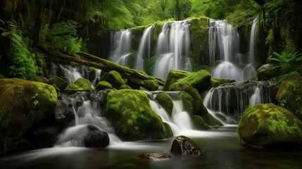 Fotobehang Waterfalls, illustration © jirasin