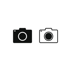 Camera Photograph icon vector design silhouette and line on white background