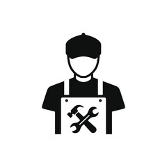 Mechanic icon isolated on white background. Worker engineer icon