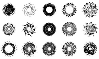 abstract circle icon set, abstract swirl symbol