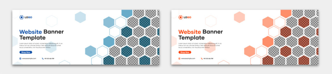 Editable web banner template, horizontal web banner template. Corporate business promotion banner design. Modern website banner design with polygonal pattern. Creative advertising banner template