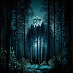 dense forest at night