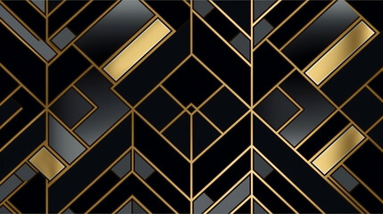 Seamless pattern with gold lines. Generative AI.