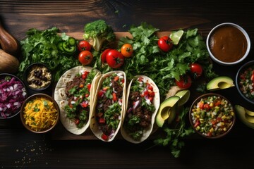 Tantalizing Taco Fiesta: A Top Border Taco Bar Brimming with an Assortment of Delicious Ingredients