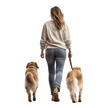 person and their dog isolated on transparent background cutout