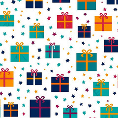 Seamless pattern with gifts. Generative AI.