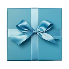 blue gift box isolated on transparent background cutout