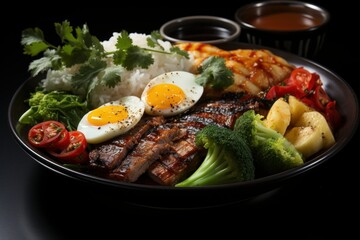 Indonesian Gastronomy: A Special Plate Isolated Over a Captivating Black Background