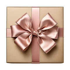 pink brown gift box isolated on transparent background cutout