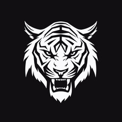 Vector logo of tiger, minimalistic, black and white