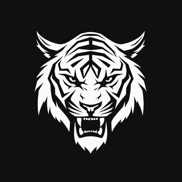Vector logo of tiger, minimalistic, black and white