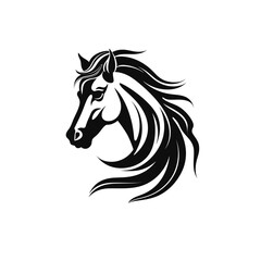 Vector logo of horse, minimalistic, black and white
