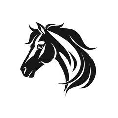 Vector logo of horse, minimalistic, black and white