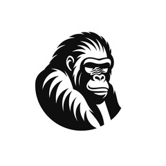Vector logo of gorilla, minimalistic, black and white