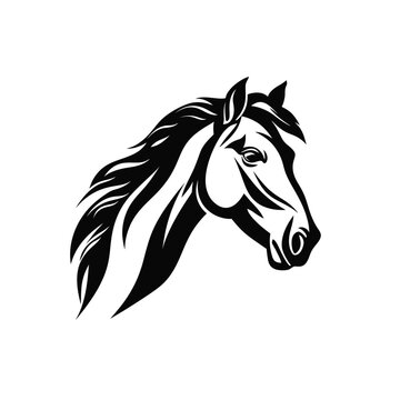 Vector logo of horse, minimalistic, black and white