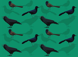 Bird Grackle Cute Cartoon Seamless Wallpaper Background