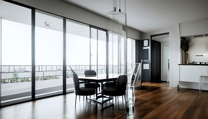 modern office interior, glass wall , Ai generated 