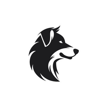 Vector logo of dog, minimalistic, black and white