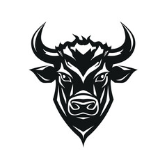 Vector logo of bull, minimalistic, black and white