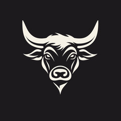 Vector logo of bull, minimalistic, black and white