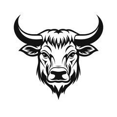 Vector logo of bull, minimalistic, black and white