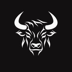 Vector logo of bull, minimalistic, black and white