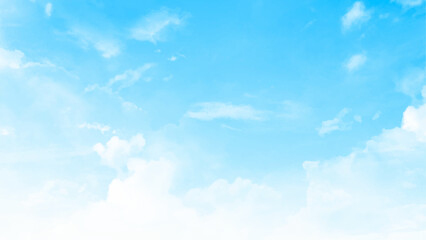 Summer blue sky cloud gradient light white background. Beauty clear cloudy in sunshine calm bright winter air background. Fantastic soft white clouds against blue sky