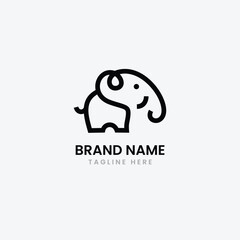 Cute elephant logo outline