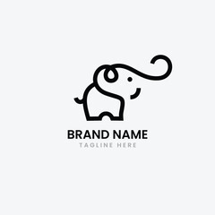 Cute elephant logo outline