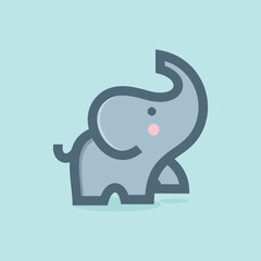 cute elephant icon logo 