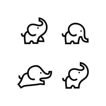 Cute elephant logo outline