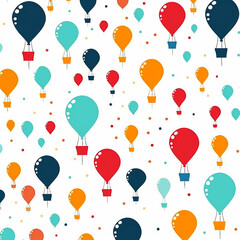 Seamless pattern with colorful balloons. Generative AI.