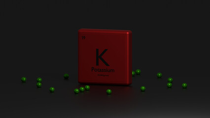 3d representation of the chemical element Potassium