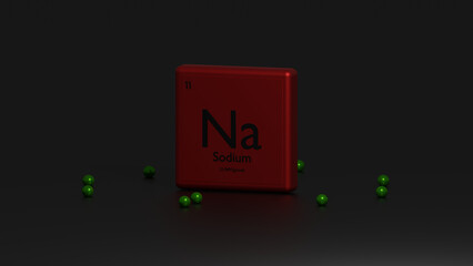 3d representation of the chemical element Sodium