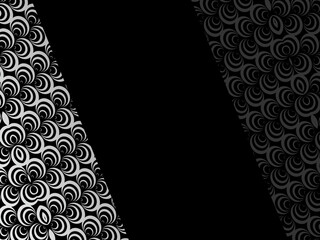 Obraz na płótnie Canvas Black abstract background design. Modern wavy lines pattern (guilloche curves) in monochrome colors. Premium line texture for banners, business backgrounds. Dark horizontal vector template.