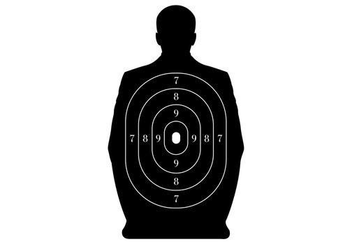 Man-shaped shooting range target isolated on transparent background for practice challenging. rifle achieve concept image artwork illustration landscape orientation