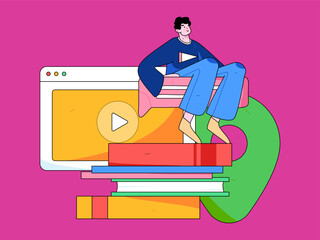 Education learning people flat vector concept hand drawn illustration
