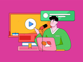 Education learning people flat vector concept hand drawn illustration
