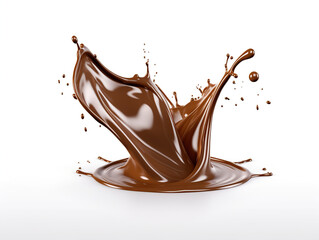 Chocolate milk splash in white background isolated