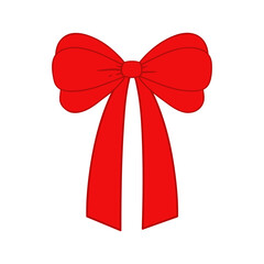 Ribbon bow clipart design. Valentine's Day or wedding decorated tape bows. Cartoon elements for present, celebration, and congratulation. Isolated on white background vector illustration